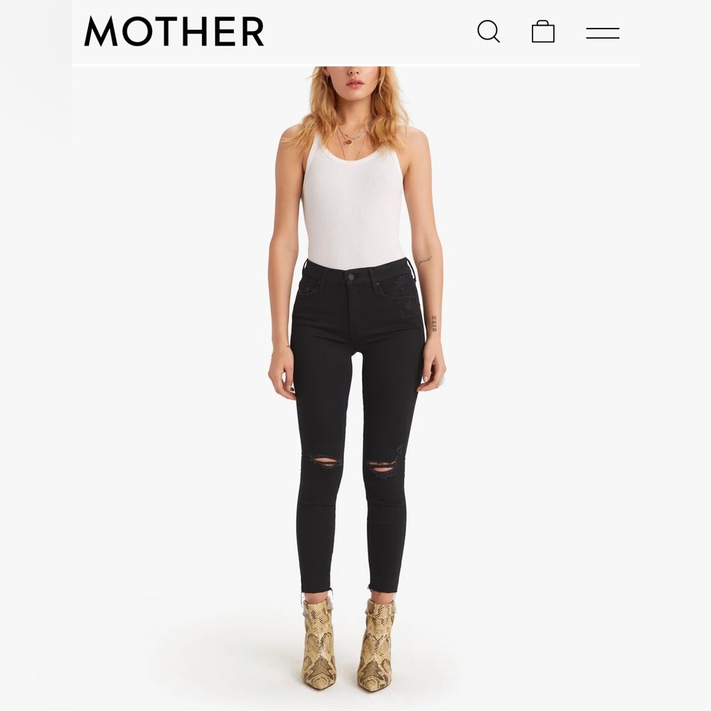 Mother Jeans Looker Ankle Fray Guilty as Sin